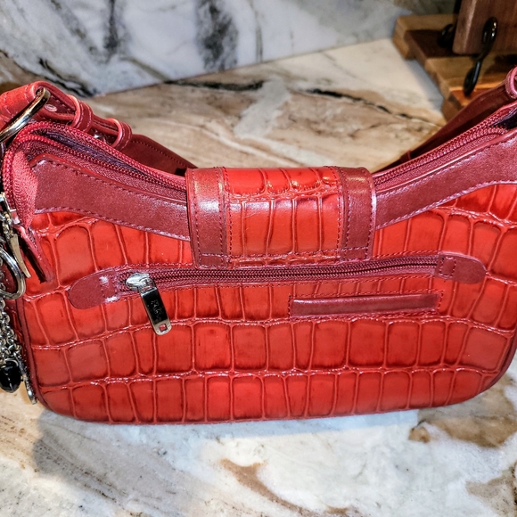 M C Red Leather Shoulder Handbag - Picture 9 of 9